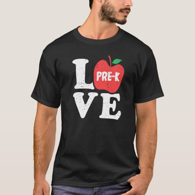 T-shirt Love Pre K Apple Student Teacher (Devant)