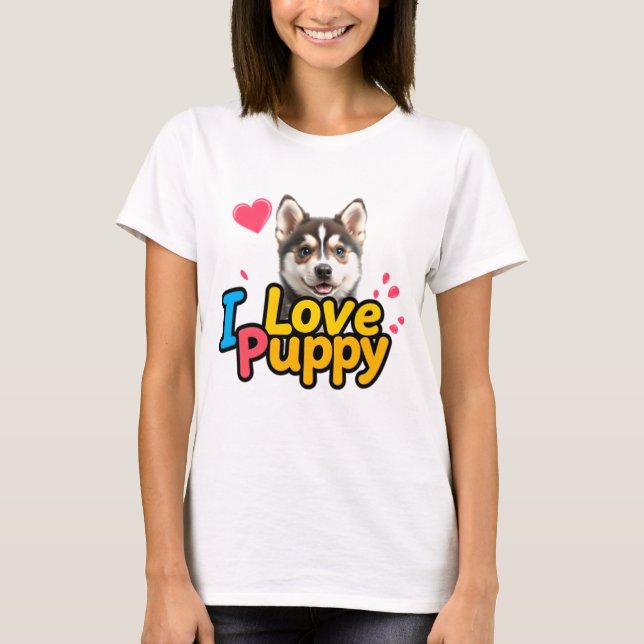 T-shirt Love Puppy - Adorable Design Amoureux des chiens (Devant)