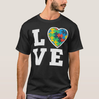 T-shirt Love Puzzles Sensibilisation sur l'autisme Support