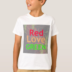 T-SHIRT LOVE RED GOLDEN VERT