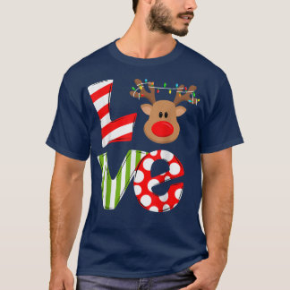 T-shirt Love Reindeer Rudolph Joyeux Noël Noël Noël Père N