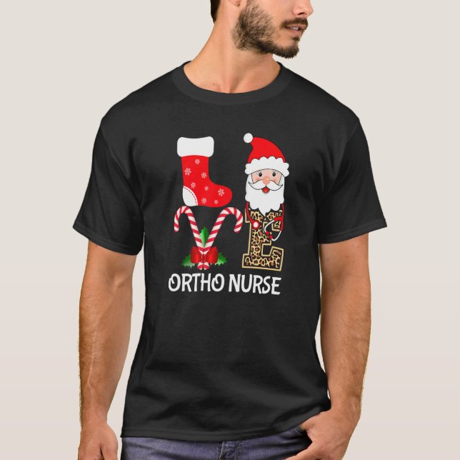T-shirt Love Santa Hat Stethoscope Ortho Nurse Orthopédiqu (Devant)