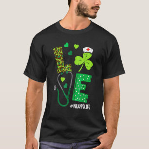 T-shirt Love Shamrock Stethoscope Infirmière Vie St Patric