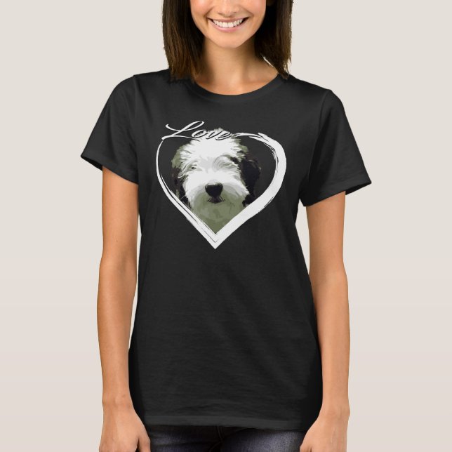 T-shirt Love Sheepadoodle Old English Sheepdog (Devant)