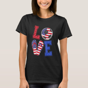 T-shirt Love Soccer Avec Drapeau Usa Flip Flop Costume Men
