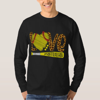 T-shirt Love Softball Maman Empreinte de léopard Baseball 