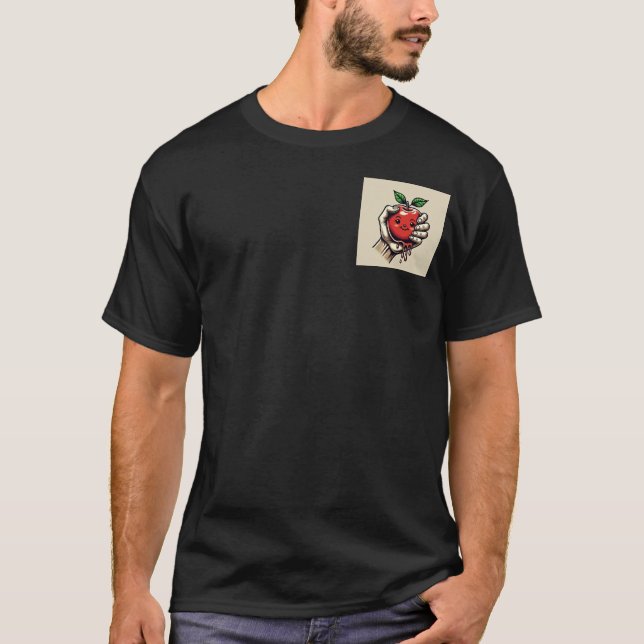 T-shirt Love Squeeze: Red Apple Tattoo Graphic (Devant)