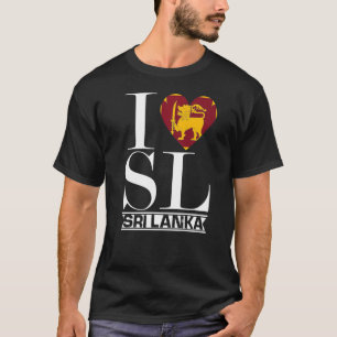 T-shirt Love Sri Lanka Heart Summer Vacances Drapeau Sri L