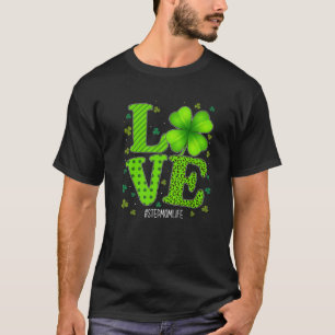 T-shirt Love Stepmaman Green Plaid Leopard St Patrick's Da