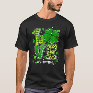T-shirt Love Stepmaman Green Plaid Leopard St Patrick's Da