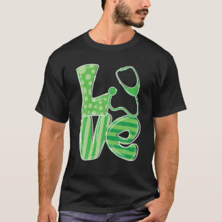 T-shirt Love Stethoscope Infirmière St Patrick's Day