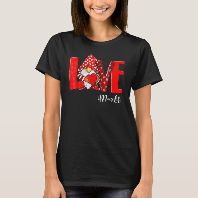 T-shirt Love Stethoscope NurseLife Saint Valentin Leopard  (Devant)