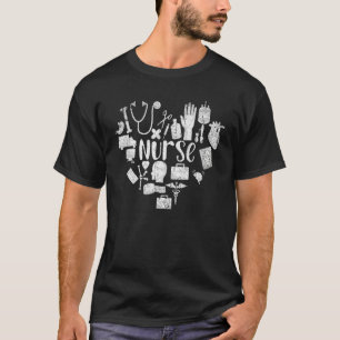 T-shirt Love Stethoscope Syringe Coeur Infirmière