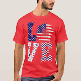 T-shirt LOVE Sunflower Patriotique Drapeau américain 4 jui