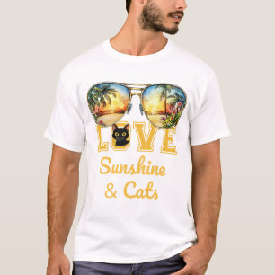 T-shirt LOVE Sunshine & Cats   Tropical Black Cat été