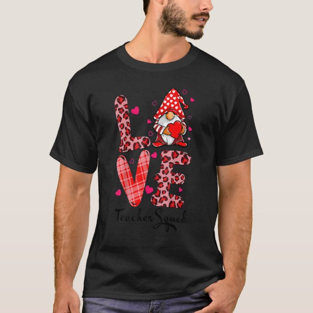 T-shirt Love Teacher Squad Gnome Hearts Valentines Gnome T (Devant)
