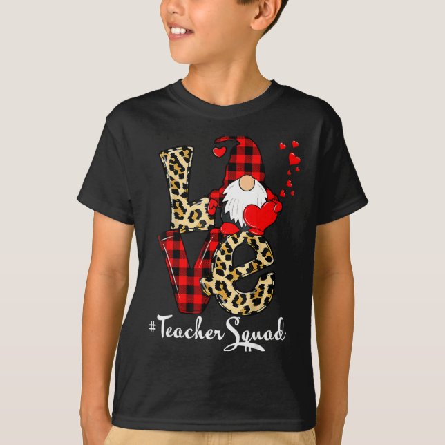 T-shirt Love Teacher Squad Gnome Hearts Valentines Gnome T (Devant)
