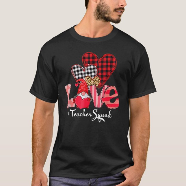 T-shirt Love Teacher Squad Gnome Hearts Valentines Gnome T (Devant)