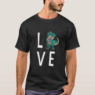 T-shirt Love Text Boba Tea Cute Kawaii Rex Dinosaur