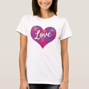 T-shirt Love Texte forme coeur Cascade de couleur