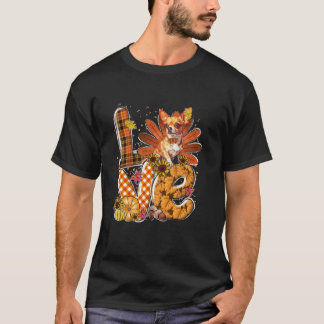 T-shirt LOVE Thanksgiving Cute Chihuahua dinde Citrouille 