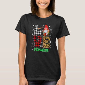 T-shirt Love Trucker Gnome Christmas Leopard Plaid Xmas Pa