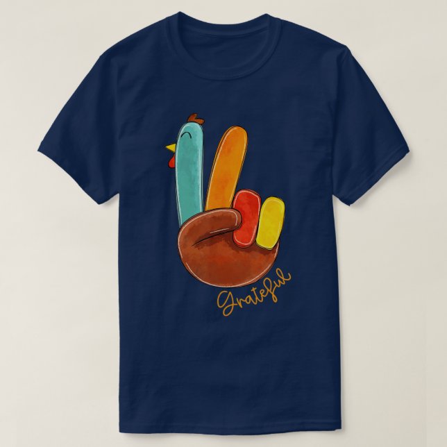 T-shirt Love Turkey Grateful Turkey Hand Sign Thanks (Design devant)