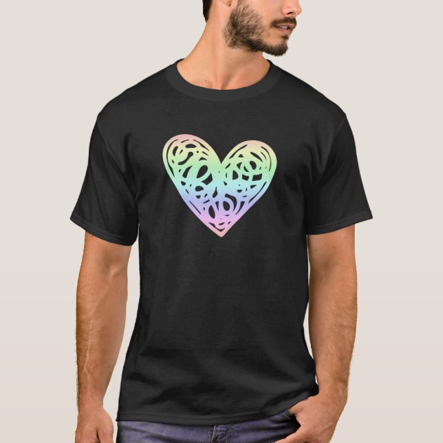 T-shirt Love Valentine's Day Pastel Rainbow Heart (Devant)