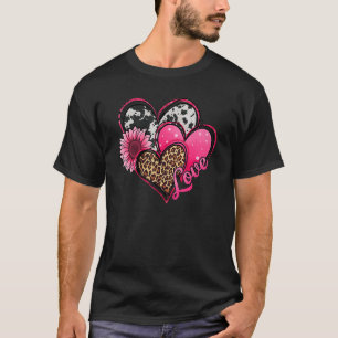 T-shirt Love Valentines Jour Tournesol Leopard Red Heart M
