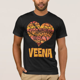T-shirt Love Veena Orange Mandala Heart Musique indienne