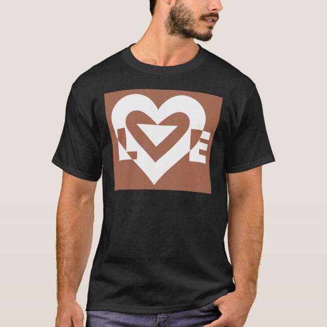 T-shirt Love White sur Brown (Devant)