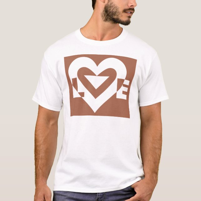 T-shirt Love White sur Brown (Devant)