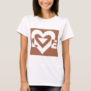 T-shirt Love White sur Brown