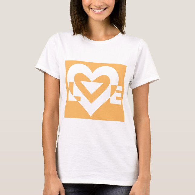 T-shirt Love White sur Orange (Devant)