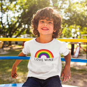 T-shirt Love Wins Arc-en-ciel Enfants Blanc