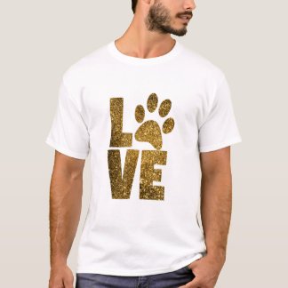 T-SHIRT LOVE WITH PAW PRINT IN GLAM GOLD
