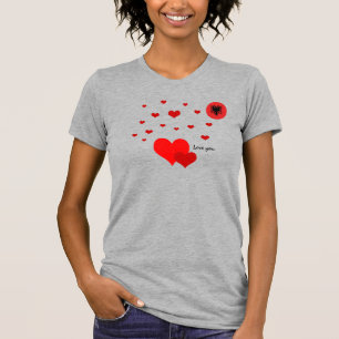 T-shirt Love You Albanie, Coeurs & Albanais Drapeau mode