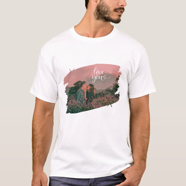 T-shirt Love You Photo personnalisée pour la Saint-Valenti (Devant)