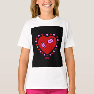 T-shirt Lovely Heart Kisses Girls Basic White T Shirt