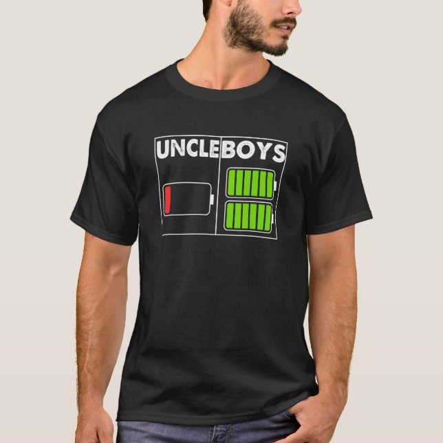 T-shirt Low Battery Uncle Of Two Sons Or Twin Boys Father  (Devant)