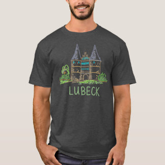 T-shirt Lubeck Allemagne unique main dessinée hommes cadea