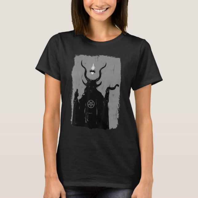 T-shirt Lucifer Light Bearer Satanic Occult Baphomet Goat  (Devant)