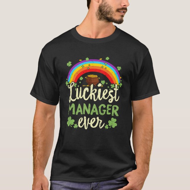 T-shirt Luckiest Manager Ever St Patricks Day Rainbow Men  (Devant)
