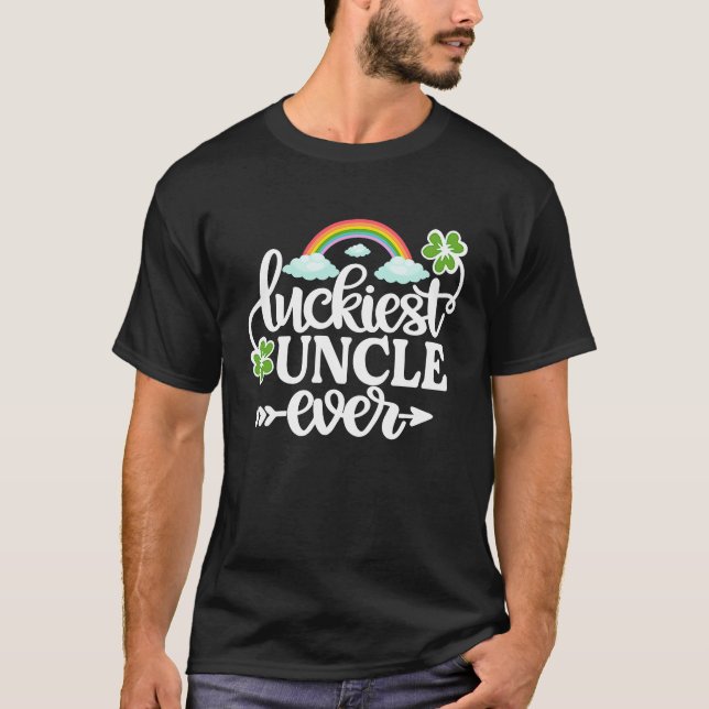 T-shirt Luckiest Uncle Ever   St Patrick's Day Shamrock (Devant)