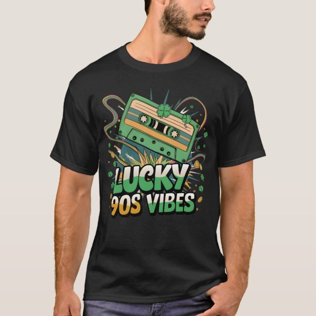 T-shirt Lucky 90s Vibes Saint Patrick's Day 2025 Rétro (Devant)