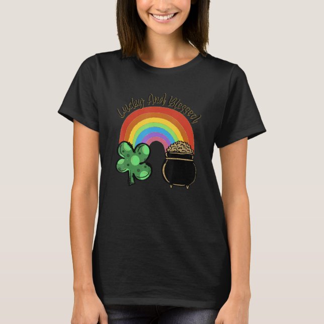 T-shirt Lucky And Blessed Rainbow Saint Patrick's Day Sham (Devant)