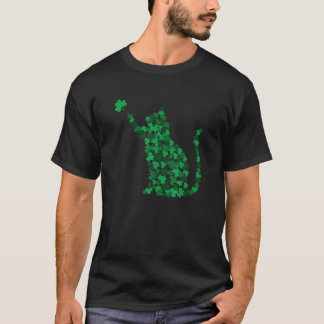 T-shirt Lucky Black Cat Shamrock Jour de la Saint Patrick 