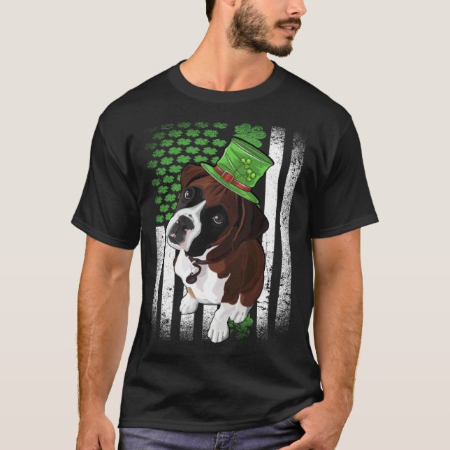 T-shirt Lucky Boxer Dog St Patrick s Day (Devant)