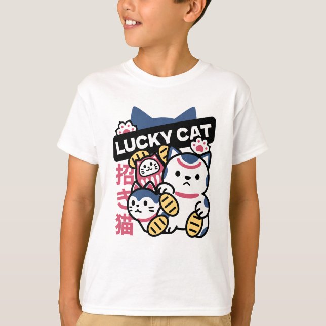 T-shirt Lucky Cat Maneki Neko – Japanese Fortune Cat  (Devant)