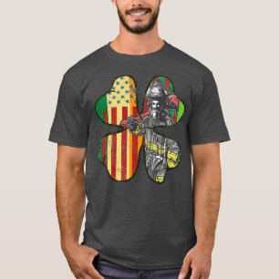 T-shirt Lucky Firefighter Four Leaf Clover St patrick Da